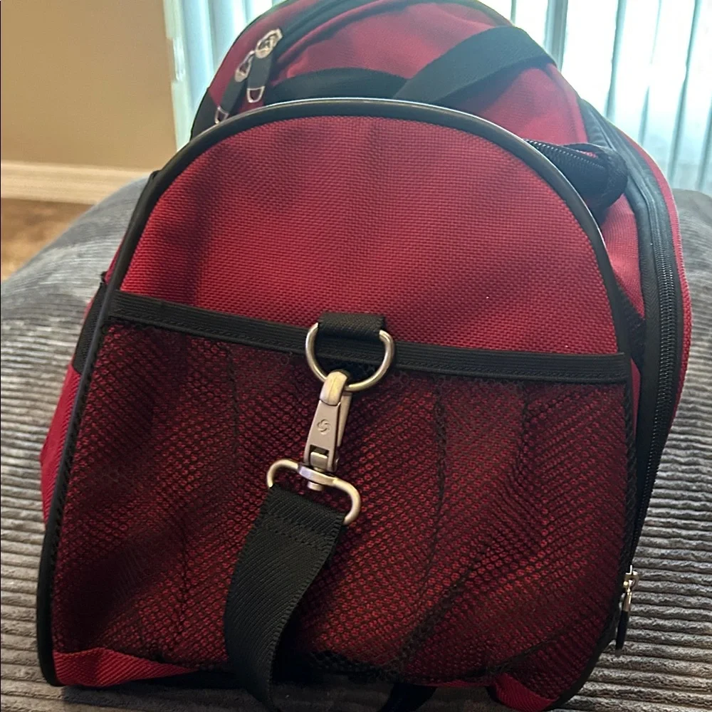 Samsonite Red and Black Duffel Bag with Shoulder Strap